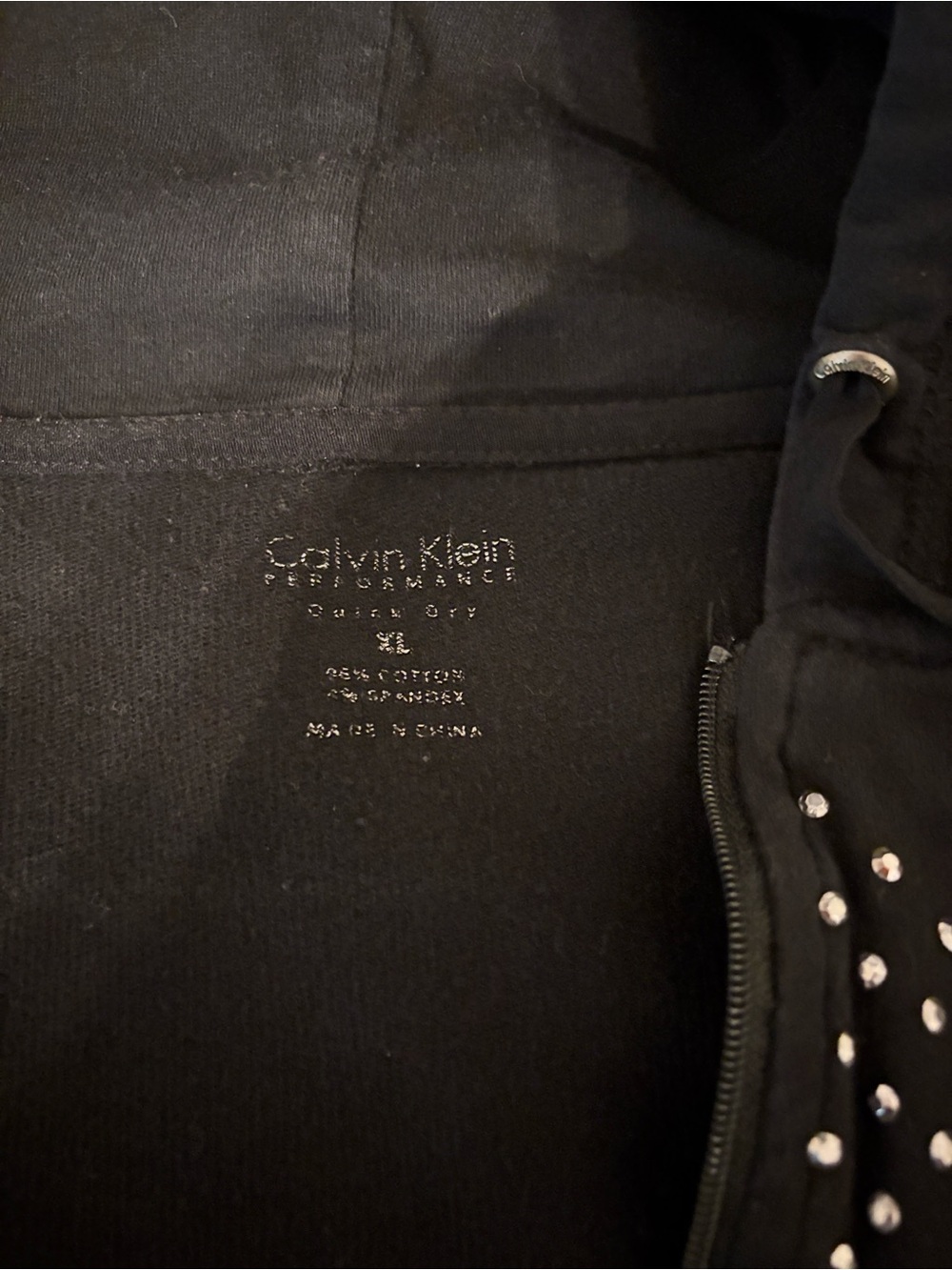 Calvin Klein Black Studded Zip Hoodie black with studs XL slim - Picture 3 of 6